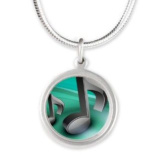 3D musical notes on shiny b Silver Round Necklace by Admin_CP70839509