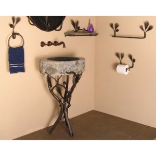Quiescence Pine Trail Iron Sink Pedestal with Integrated Boulder Sink