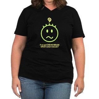 CHEMO BRAIN Womens Plus Size V Neck Dark T Shirt by chemobrain