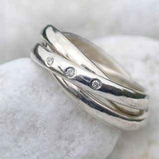 silver russian wedding ring with diamonds by lilia nash jewellery