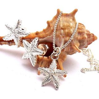 silver starfish earrings by joy everley