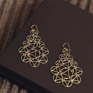 yellow gold lace chandelier earrings by arabel lebrusan