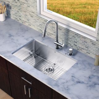 Vigo 32 x 19 Single Bowl Kitchen Sink with Pull Out Faucet