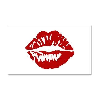 Red Lips / Lipstick Kiss Rectangle Decal by islandvintage
