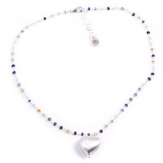 brushed heart semi precious necklace by francesca rossi designs