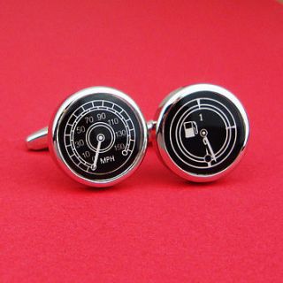 car fuel gauge and speedometer dial cufflinks by wild life designs
