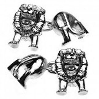 silver plated lion cufflinks by louie thomas menswear