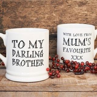 'darling brother' or 'darling sister' mug by sweet william designs