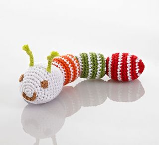 soft crochet caterpillar rattle by the 3 bears one stop gift shop