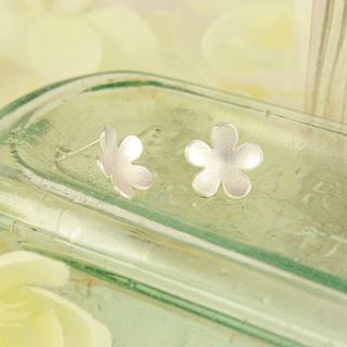 silver buttercup flower stud earrings by gabriella casemore jewellery