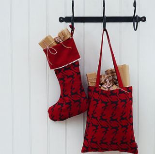 christmas reindeer shopper bag by becky broome