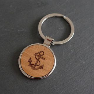 wooden anchor key ring by maria allen boutique