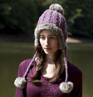 fur trim bobble hat by gabrielle parker clothing and accessories