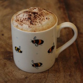 busy bee white china mug by sophie allport