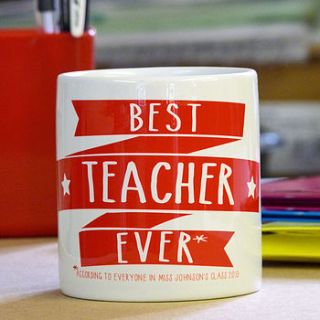 'best ever' teacher mug by delightful living