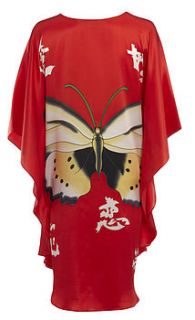 hand painted pure silk kimono dress by foxbat living + fashion