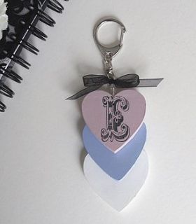 personalised vintage letter heart keyring by hamble & pops