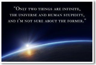 Only Two Things Are Infinite, the Universe and Human Stupidity, and I'm Not Sure About the Former.   Funny Humor Joke Poster  Prints  