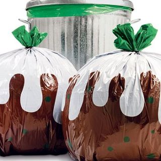 christmas pudding bin bag by suck uk