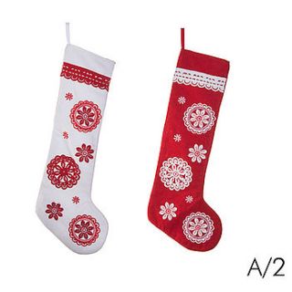 two snowflake christmas stockings by the country cottage shop