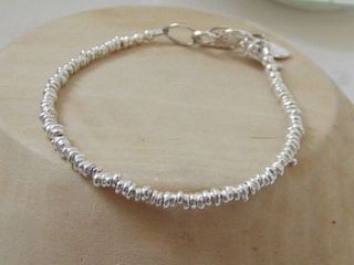 silver personalised small nugget bracelet by lucy kemp jewellery