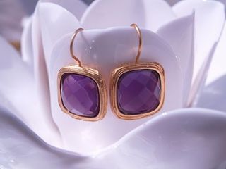 24k gold plated amethyst jewel earrings by begolden