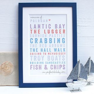 personalised perfect holiday framed print by birdyhome