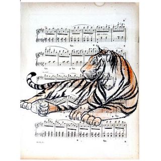 relaxing tiger inks drawing   sold by guizang