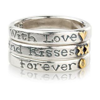 'with love and kisses forever' ring trio by nick hubbard jewellery