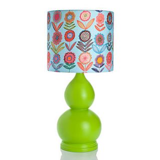 goa lamp bright green, blue cut flowers shade by the wooden lamp company
