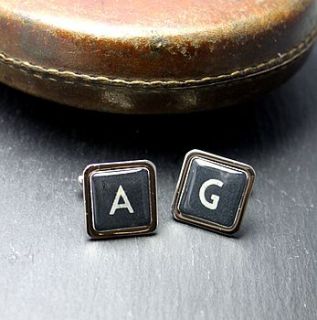 vintage typography letter cufflinks by posh totty designs boutique