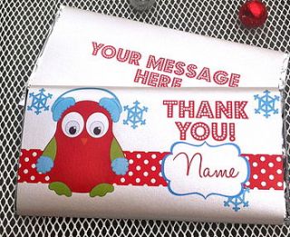 christmas owl chocolate bars by tailored chocolates and gifts