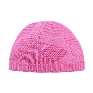 baby girl's pink spot knitted hat by toffee moon