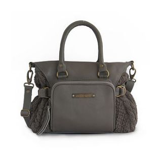 dani leather handbag with knit panels by aura que