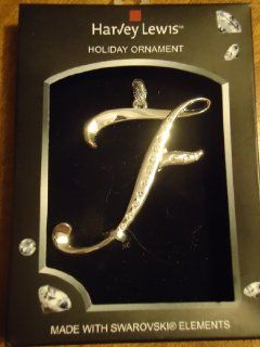 Harvey Lewis Initial Letter Ornament "F" Swarovski elements   3.5"   Decorative Hanging Ornaments