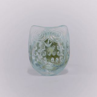 turquoise blue glass owl knob by trinca ferro