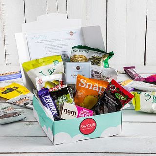 four healthy snack boxes gift subscription by saviour snacks