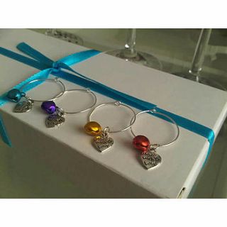 set of four handmade wine glass charms by loving luxuries