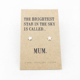 brightest star silver earrings for mum by wue