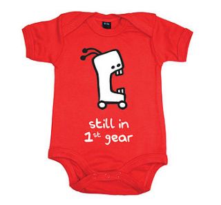 'still in 1st gear' red babygrow by banana lane designs