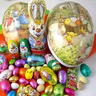 18cm easter egg with foiled chocolates by chocolate by cocoapod chocolate