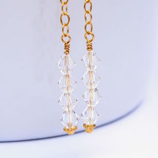 stacked crystals and gold earrings by myhartbeading