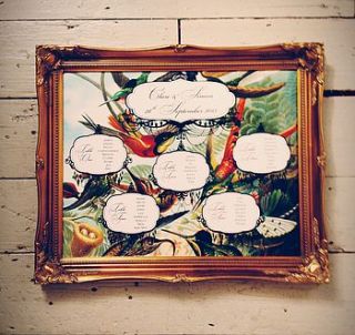 bird of paradise wedding seating plan by made with love designs ltd