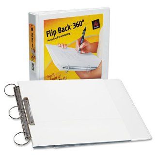 Avery Products   Avery   Durable Flip Back Round Ring View Binder, 1" Capacity, White   Sold As 1 Each   Unique ring design allows front cover and paper to fold back and lie flat like a spiral notebook.   Gap FreeTM round rings prevent gapping and mis