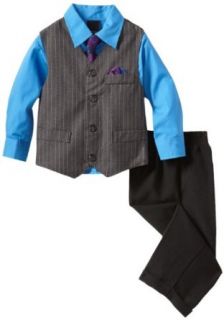 Nautica Dress Up Boys 2 7 F13 Wide Multi Stripe Vest Set, Dark Charcoal Heather, 3T Business Suit Pants Sets Clothing