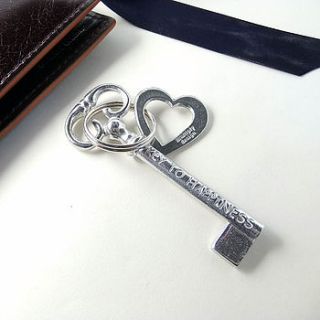 'key to happiness' pewter keyring gift by multiply design