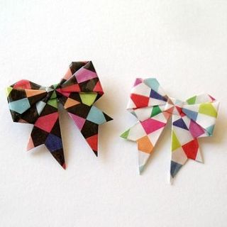 geometric rainbow origami bow brooch by matin lapin