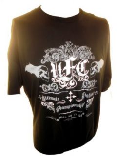 UFC (Ultimate Fighting Championships) Mens T Shirt  "As Real As It Gets" Ornate Crest on Black (XX Large) Clothing