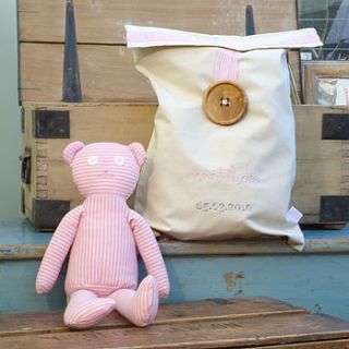 baby cuddle bear with personalised gift bag by izzy and floyd