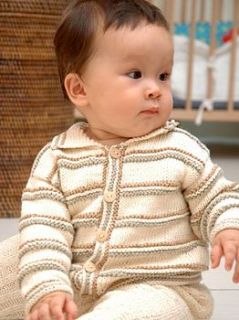 handmade organic cotton baby stripe cardigan by stella james